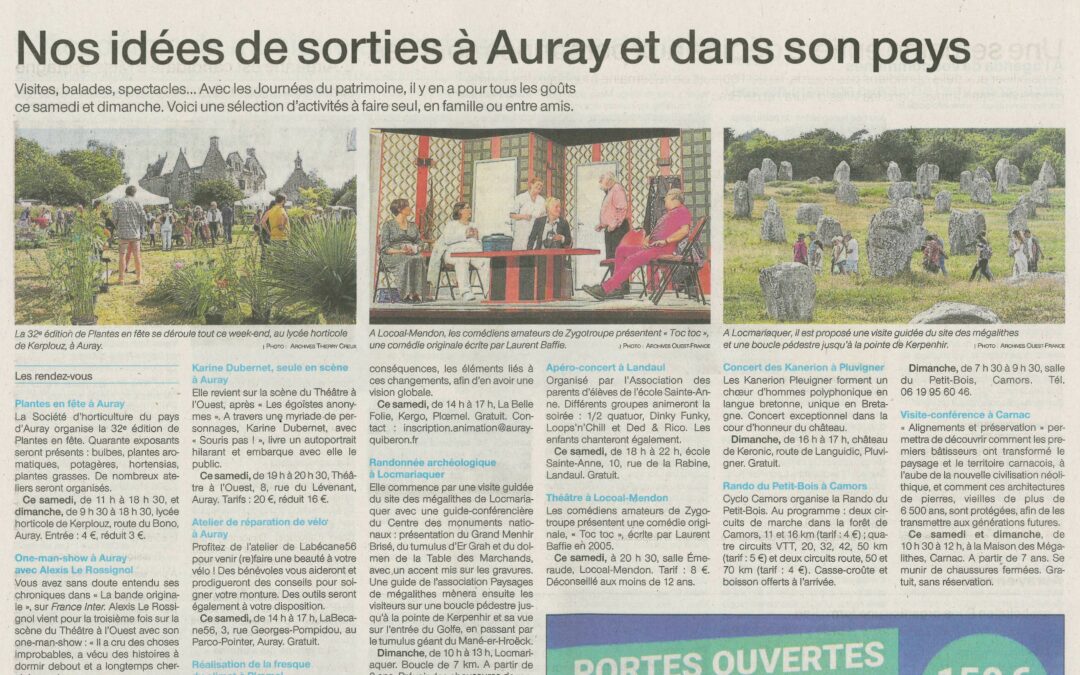 Nos idées de sorties à Auray et dans son pays