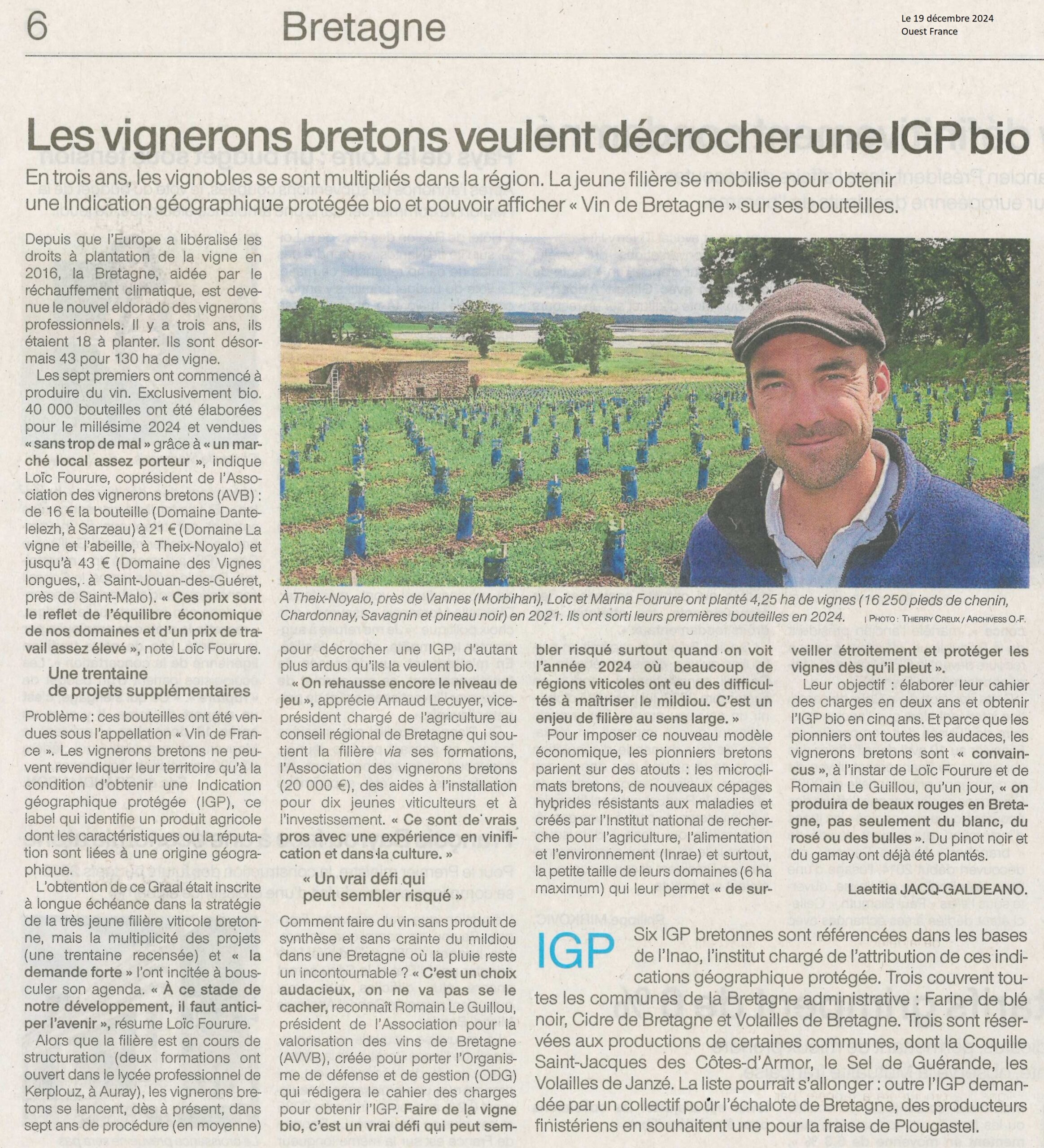 Les vignerons bretons veulent décrocher une IGP bio